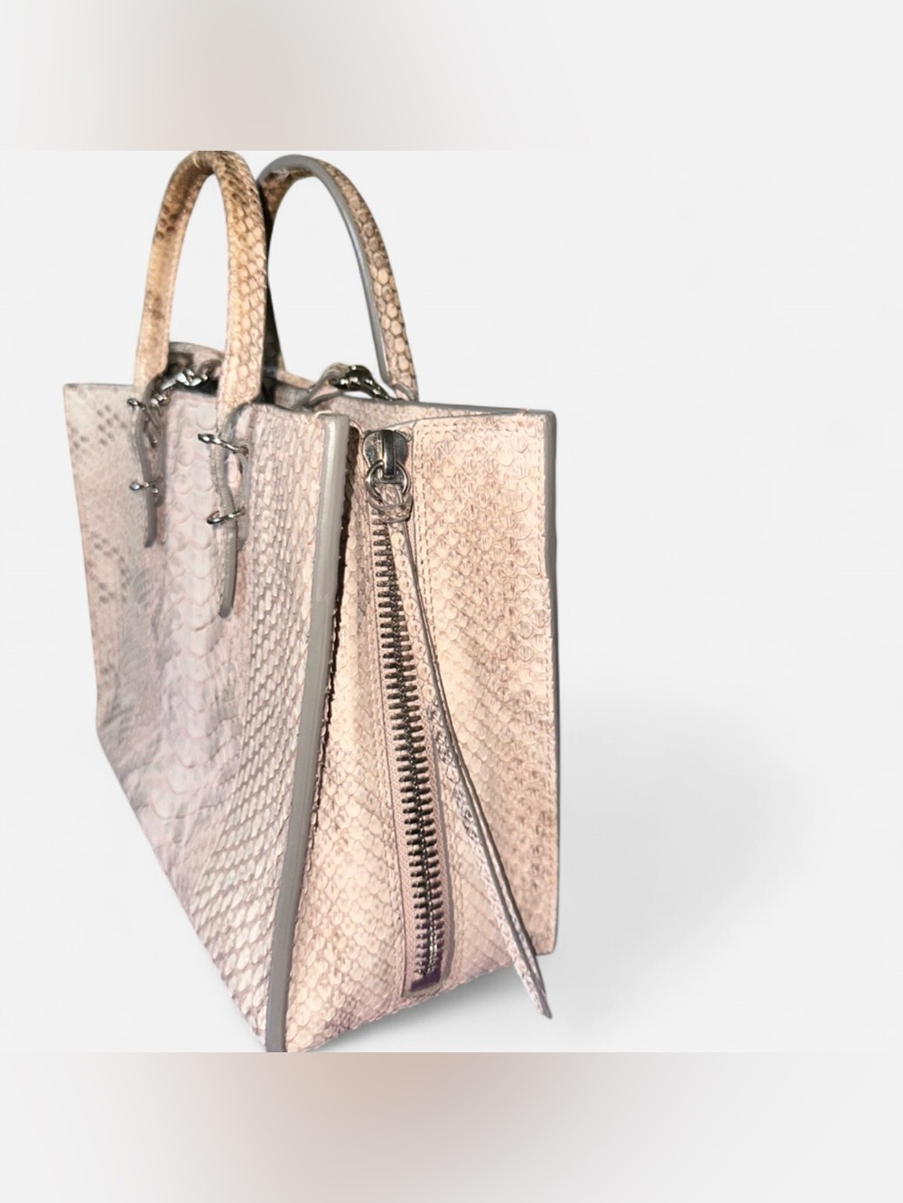 Balenciaga Python Mini Zip Around Tote  in Beige, Pale Pink & Gray Trim - Picture 8 of 8
